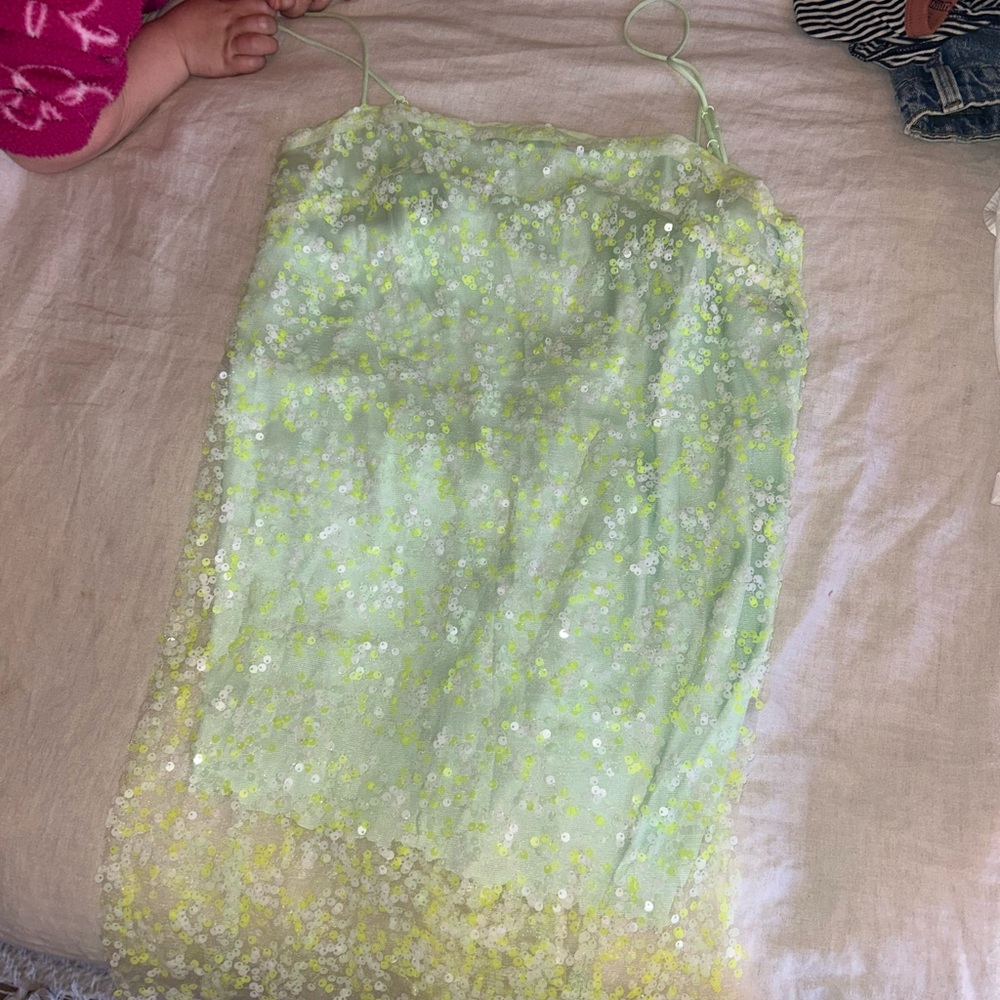 H&M Mint Green Sequin Slip Dress